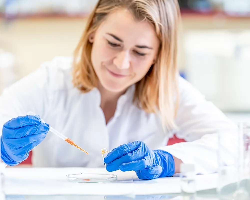 demonstrating professional medical testing procedure